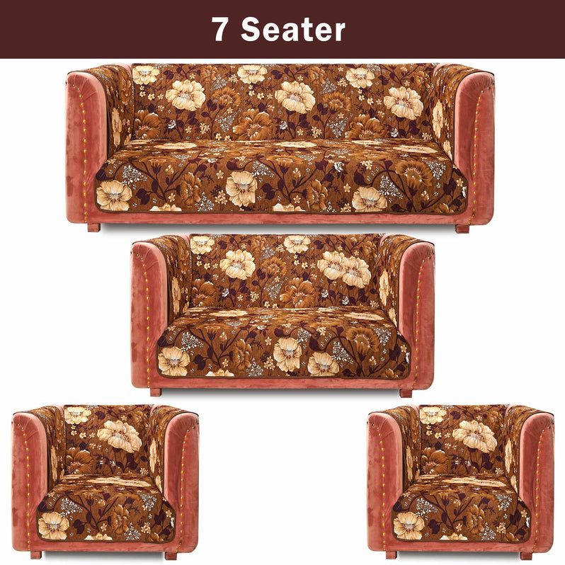 Hibiscus Brown Quilted Sofa Cover Set | Daraz.pk