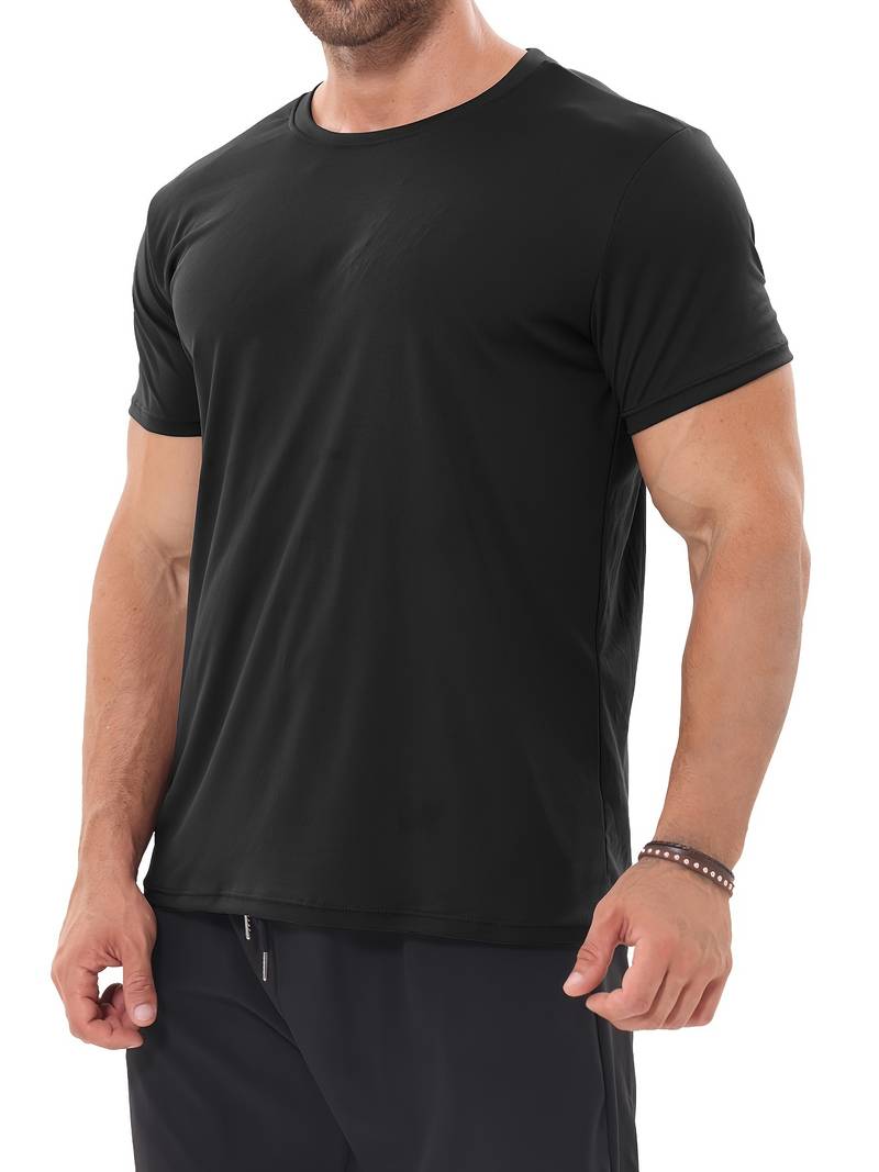 Men's Workout Shirts: ActiveFlex Dry Fit Gym Shirts, Short Sleeve Athletic Active Tops Fast Dry Crew Neck T-Shirt for Exercise and Running