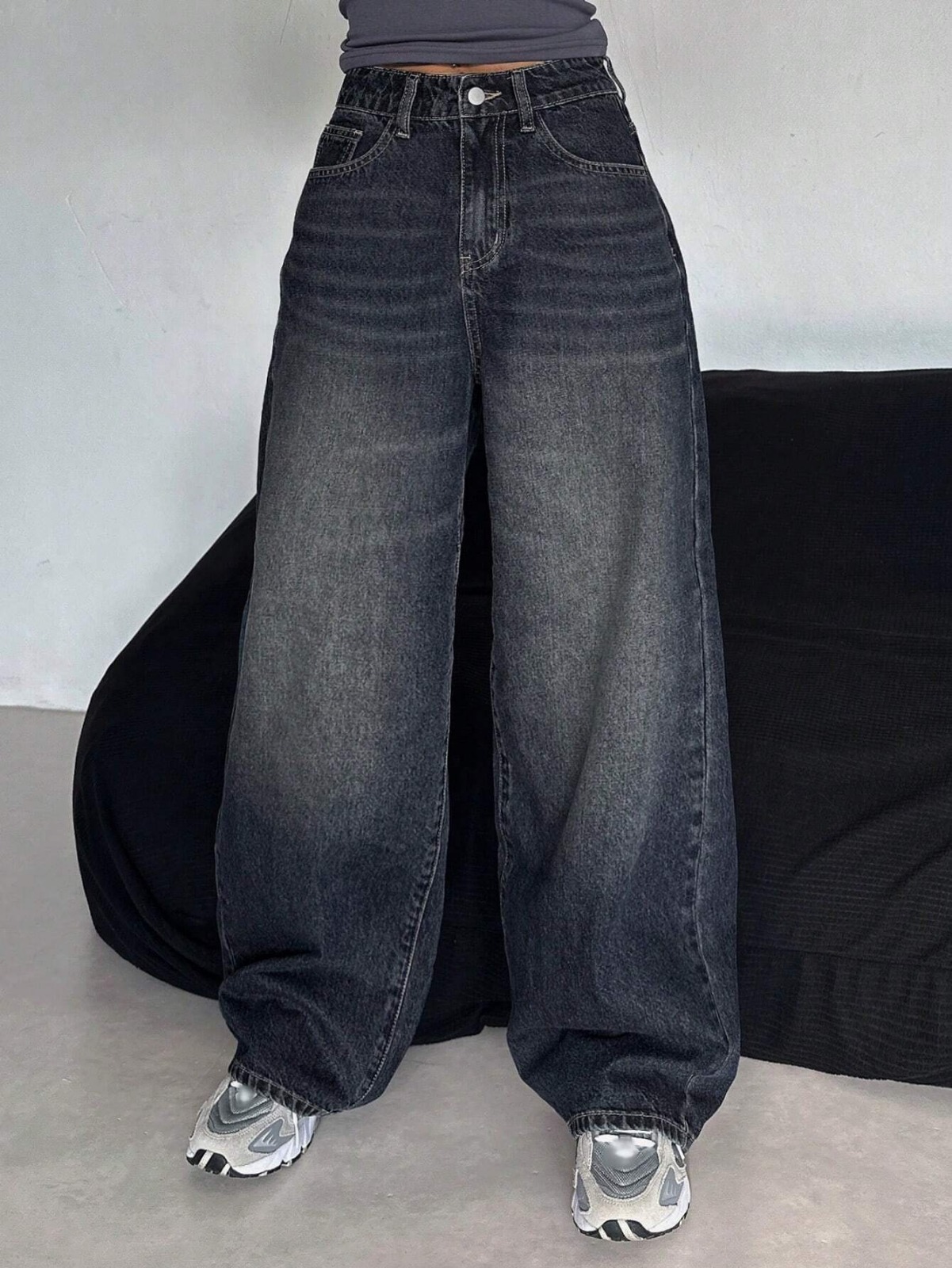 Wide Leg Baggy Relaxed Straight Loose Bottom denim jeans pants for women