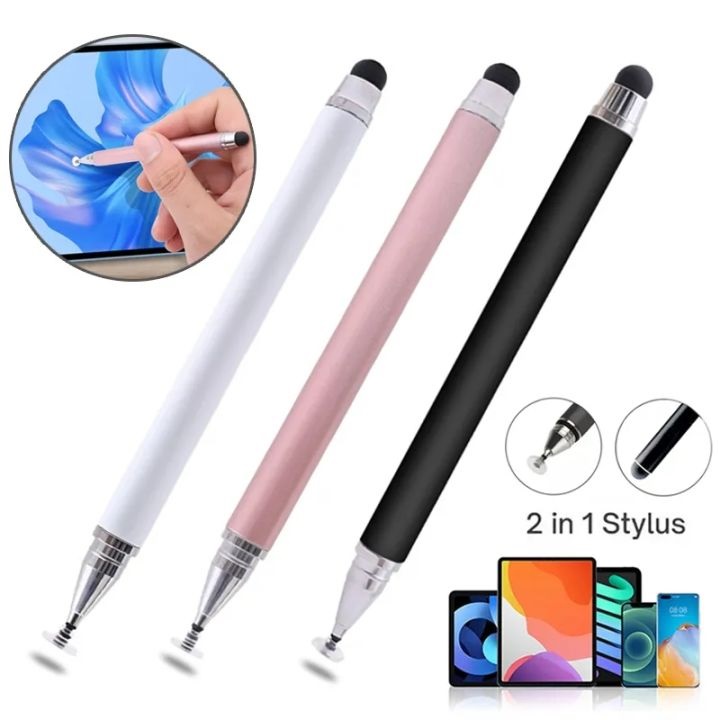 2 In 1 Stylish Universal Practical Dual-use Capacitive Tablet Stylus Pen Exquisite Double-headed Silicone Disc Drawing Tablet Phone Capacitor Pen