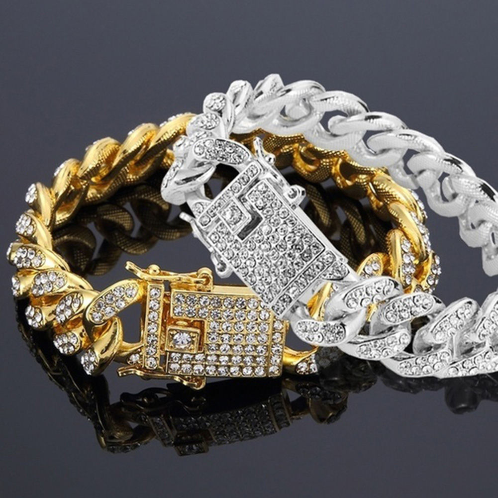 Diamond Cuban Chain Bracelet Fashion Men's Fashion Hip Hop