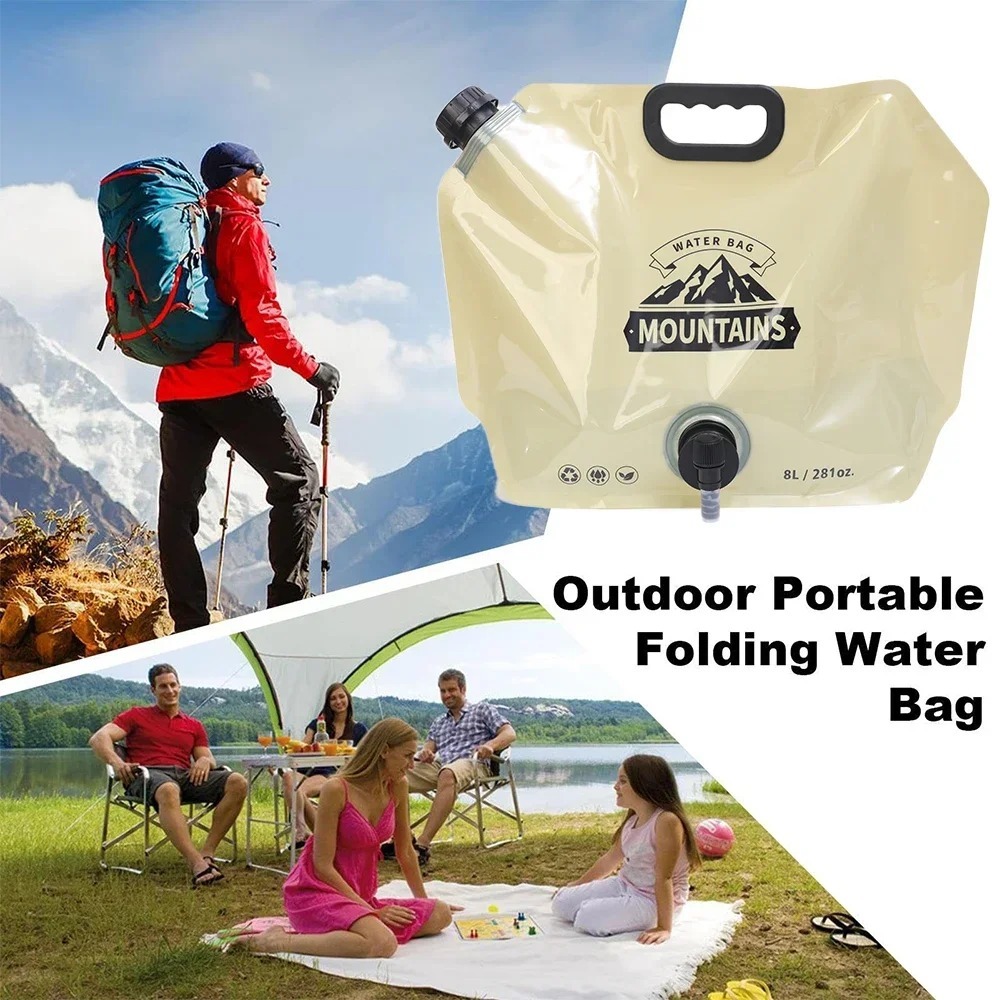 8L Foldable Portable Water Bag with Handle – Large Capacity Water Container for Camping, Hiking, Travel & Outdoor Use