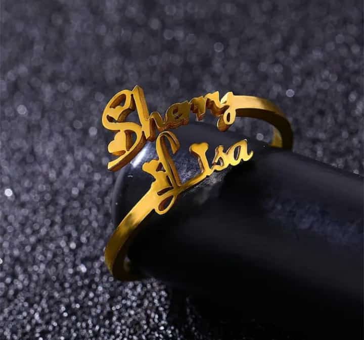Article UTR#001 Personalized Name Ring Custom Ring Ring With Name Customized Single/Double Name Rings for Women