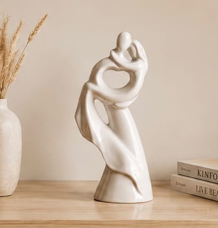 Small Abstract Couple Embracing Sculpture | Concrete Home Decor |