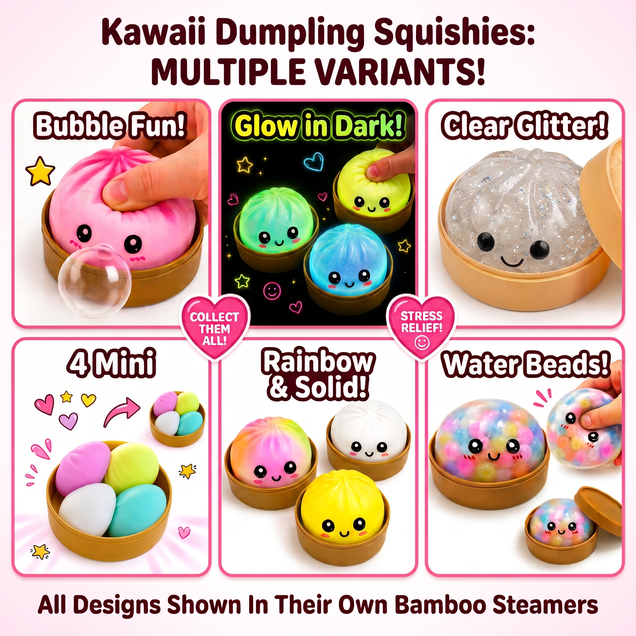 Squeeze Toys Box Dumpling Glittery Squishy Rising Stress Ball | Soft Desk Stress Relief for Office Home Relaxation