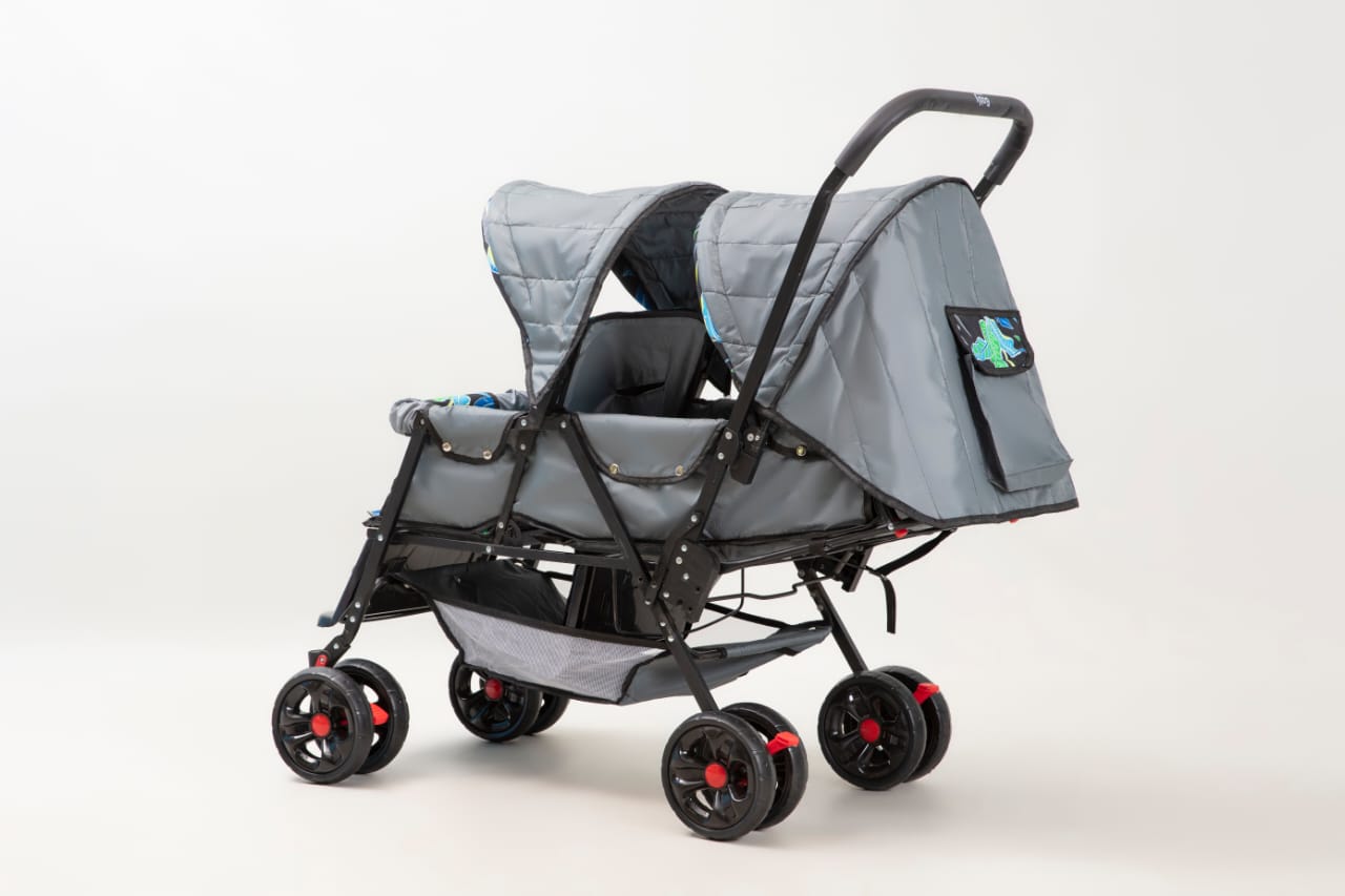 Twin Double Seat 8 Big Tyres Alloy Foldable Baby Stroller Pram