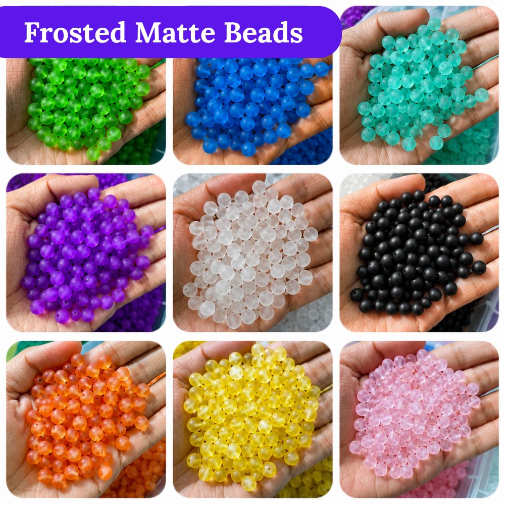 25/50/100/500 Pcs 8mm Frosted Matt Bead Mate Shade Beads Frosted Beads Embroidery Frosted Beads Arts and Craft Shaded Beads Multicolor Jewellery Making Accessories Material Wholesale marble beads Crack Beads By  SAMS Arts & Craft