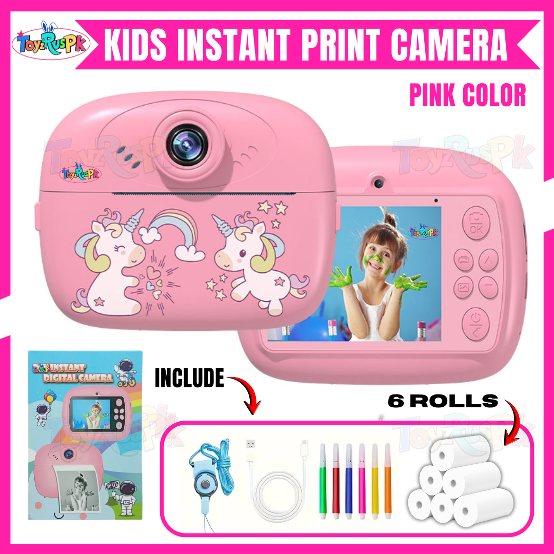 Smart Digital Dual Lens Instant Print Camera for Kids | 1080P Video Recorder & Selfie Camera with Thermal Printer | 2.4" IPS Screen | Mini Portable Camera with Games | Birthday Gift for Girls & Boys | Children’s Digital Camera Toy | ToyzRusPk