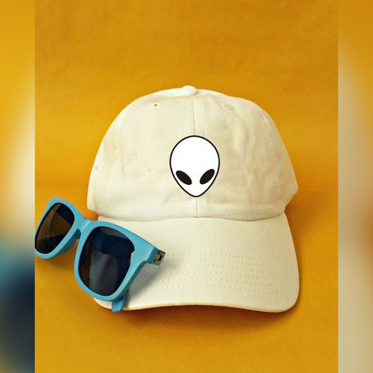 Silver Alien Face Embroidery Dad Hats 