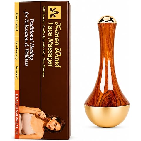 Premium Dual Kansa Wand Face Massage Tool | Wooden Bronze Beauty Massager for Face, Neck & Jawline | Manual Facial Sculpting Tool