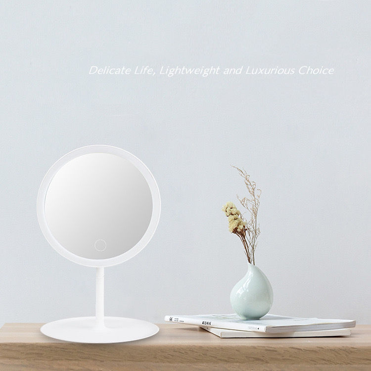 Portable LED Makeup Mirror With Light, Touch Sensor, Natural Daylight, Rechargeable Variant, 90° Rotating Vanity Mirror, Tabletop Vanity Mirror, Vanity Mirror With Light