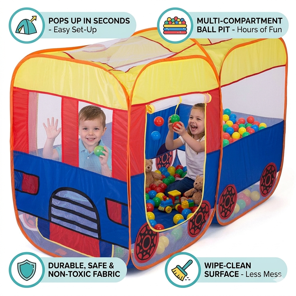 Pop Up House Tent for 2-3 Kids - Multicolor