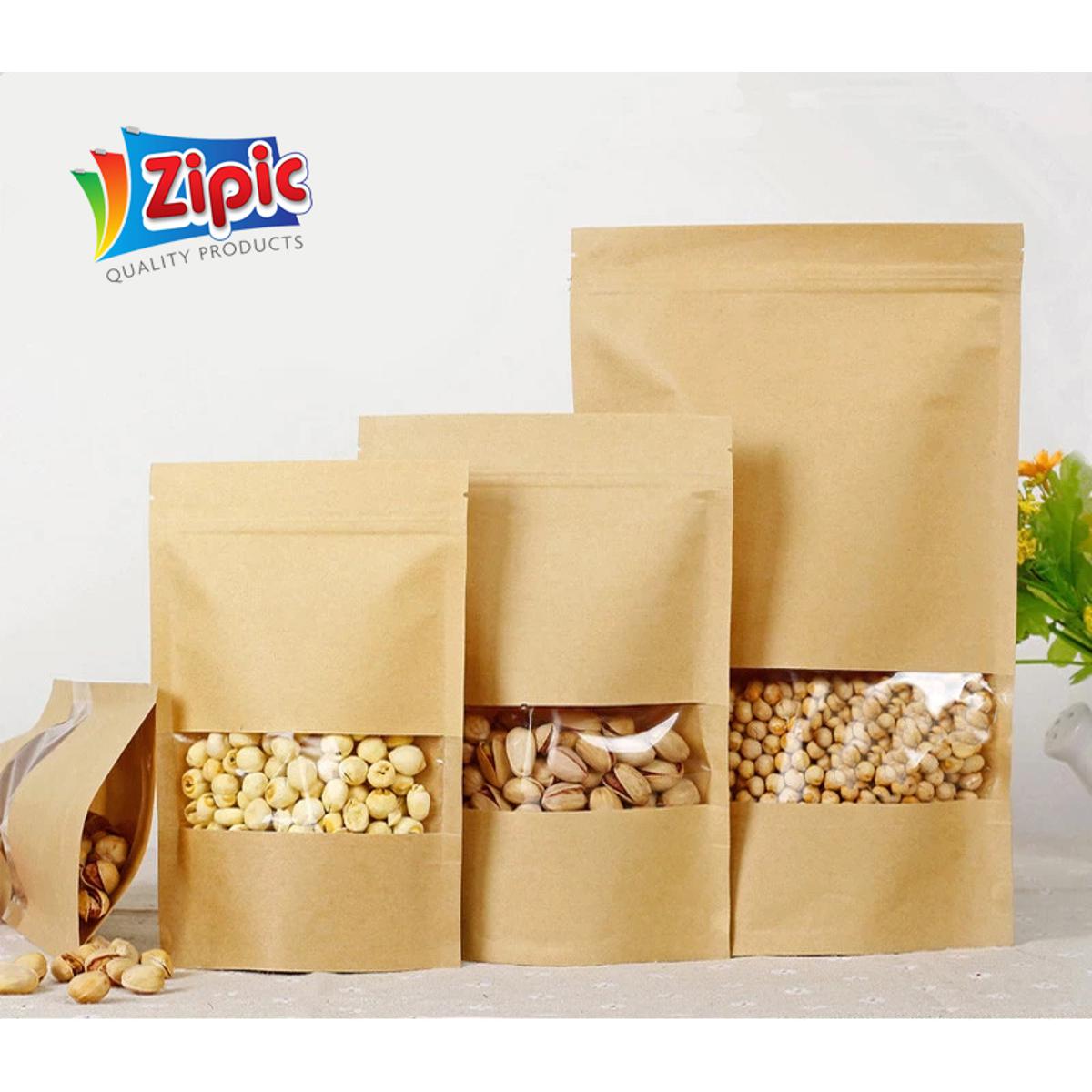 Biodegradable brown kraft paper stand up pouch, stand up paper