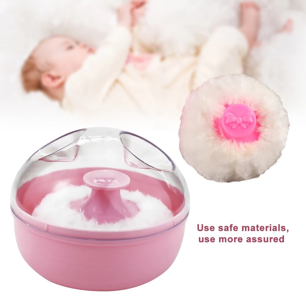 Pack of 1 Baby Powderr Puff with Container Case Talcum Sponge Baby