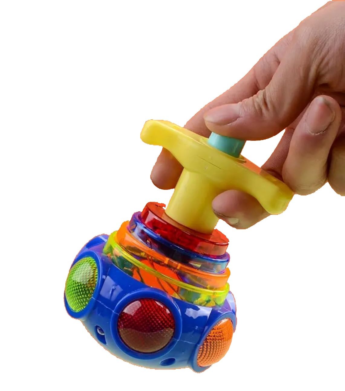 SR Traders - UFO LED Spinning Top with Launcher – Flash Lights & Dynamic Music Toy – Classic Lattoo for Kids & Adults – Retro Sensory Spinning Toy – 1 Pack (Random Color)