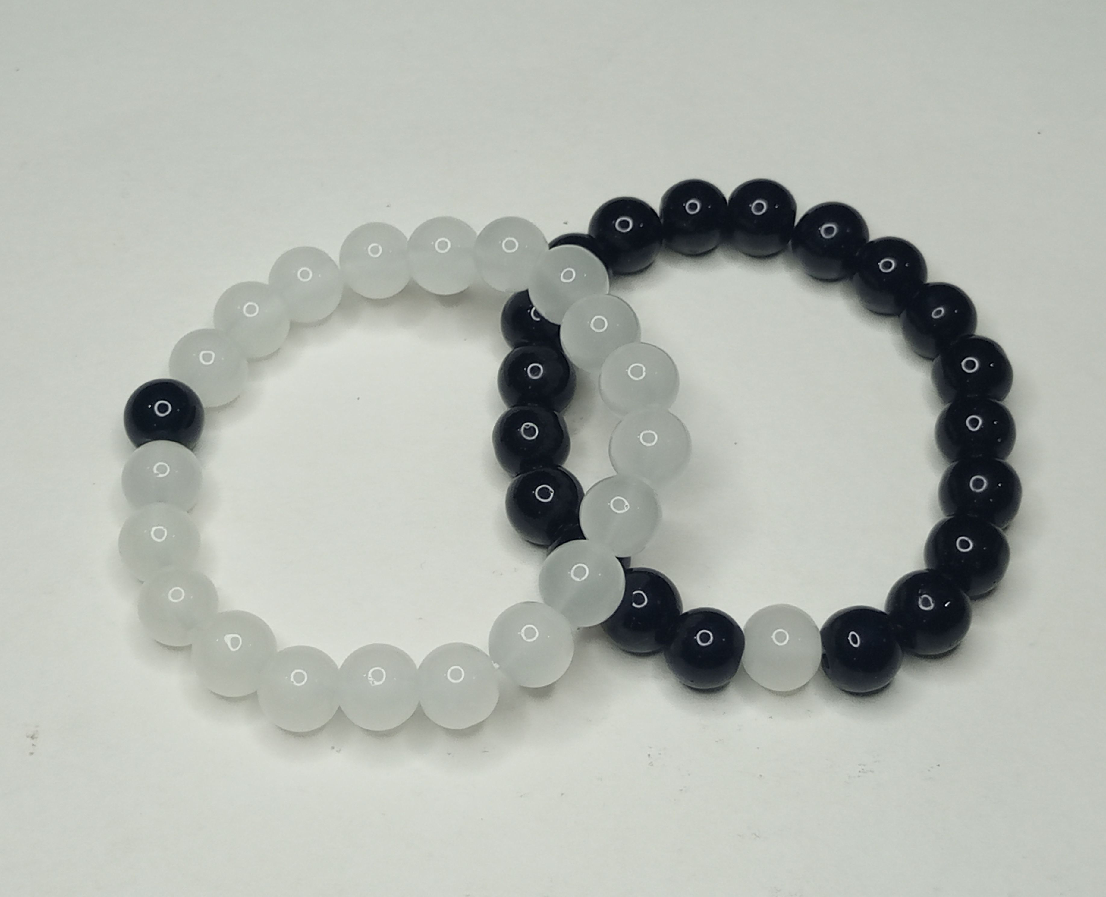 Beautiful Transparent and Black Glass Bead Friendship Bracelet for ...