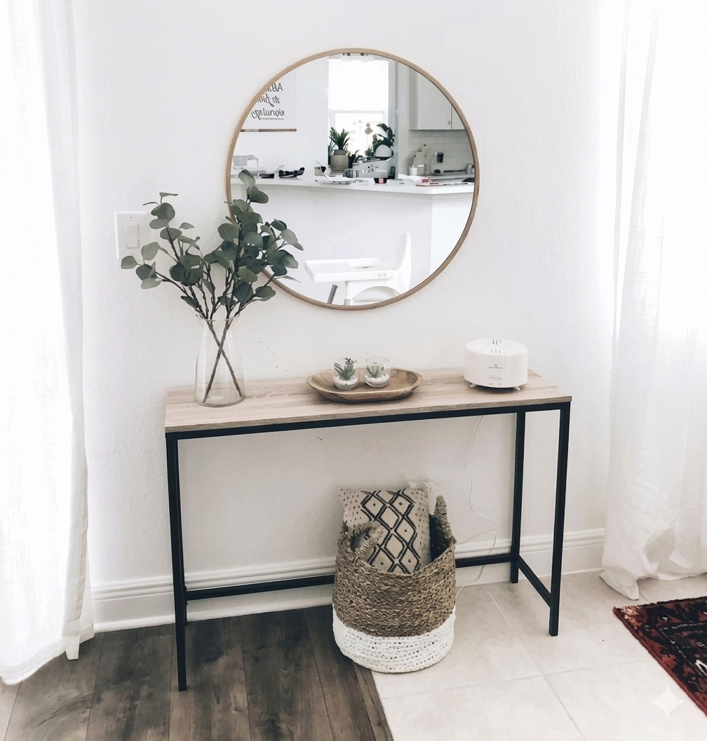 Luxury Console Table – Black Marble Design Top with Black Metal Frame | Modern Entryway & Hallway Table for Living Room | Wrought Iron Sofa Side Table | 40x32x12 Inches