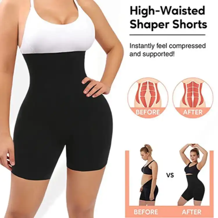 1Pc Women's High-Waist Tummy Control Shorts Mid-Thigh Butt Lift