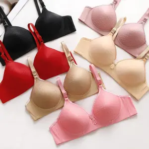 Plain Foam Padded Bras for Women adjustable Straps Non Wired Bra for Girls  Soft Push up Brazer for B and C Cups in Black Pink Skin Red Blue and Beige  Colors