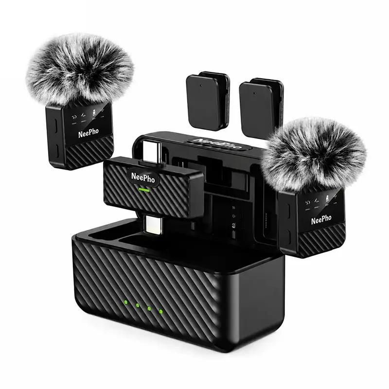 [ Highly Recomended ]  Plokama VM 20 / NEEPHO NP65 Wireless Microphone Dual Mic 2TX+1RX USB-C / lightining port  Lavalier Mic with ENC Noise Cancellation| Touseef Electronics