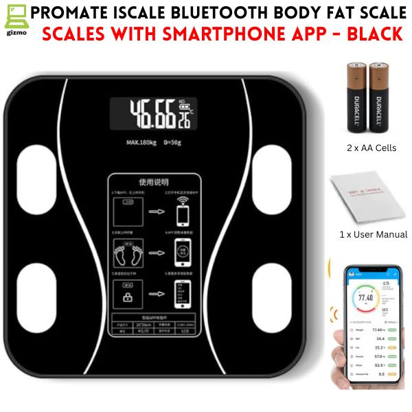 Upto 180kg Bluetooth Weight Machine With App - Smart Digital Body Weight Scale With Bluetooth Weighing Scale App & LED Digital Display -  Accurate Body Fat & BMI Measurement Through App - Weighing Machine & Weighing Scale For Household Use