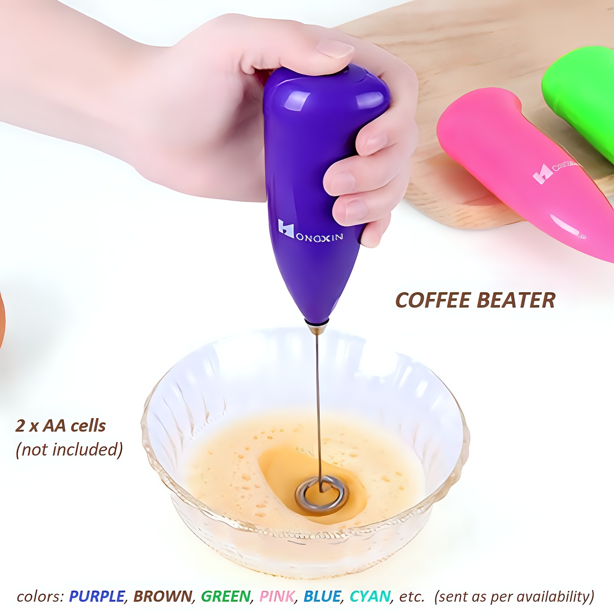 Kitchen Electric Mini Handle Cooking Eggbeater Juice Hot Drinks Milk  Frother Coffee Stirrer Foamer Whisk Mixer(Without battery)