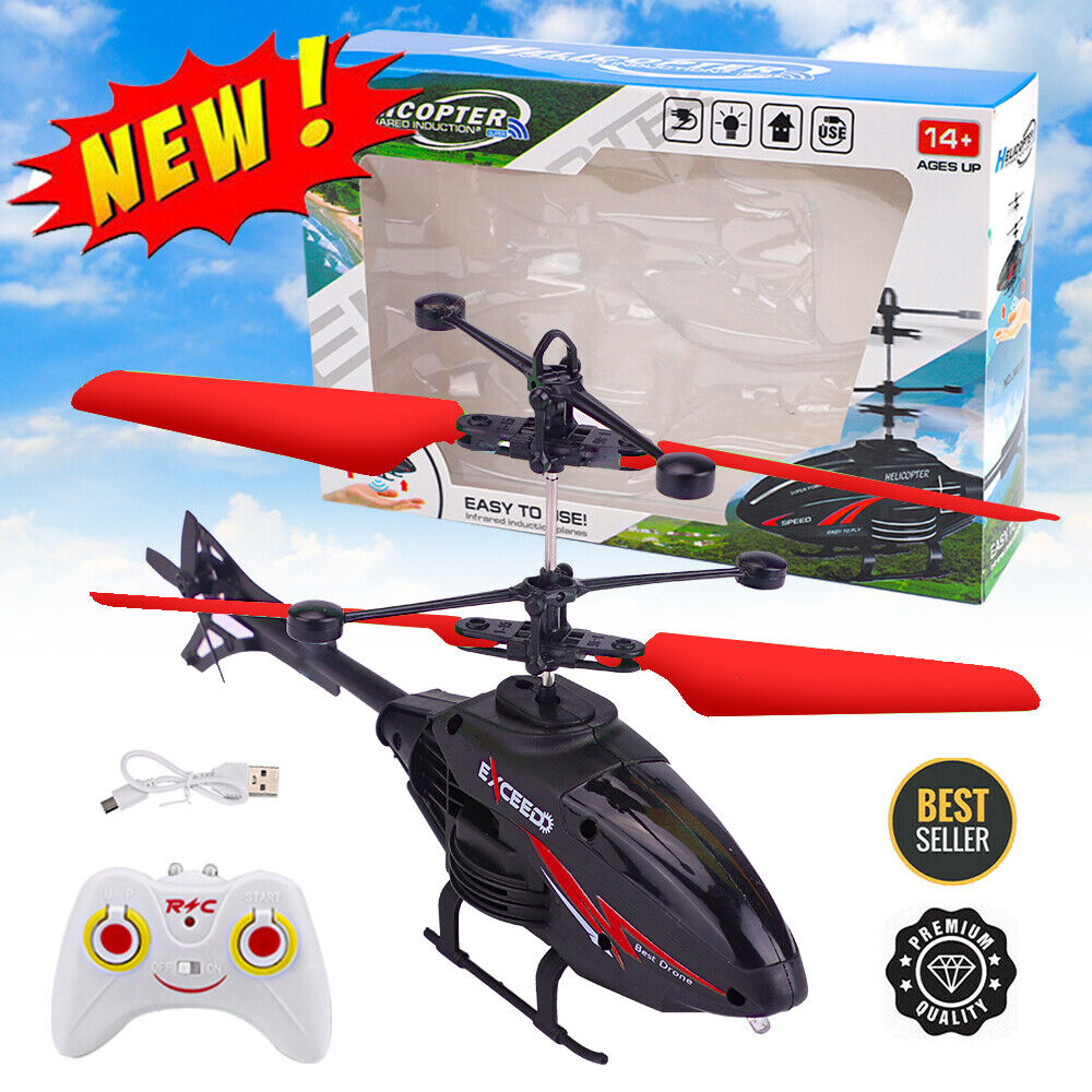 Remote Control  / Hand Sensor Helicopter with LED Lights – Cool Electric RC Flying Toy for Kids | Rechargeable Airplane Toy for Boys & Girls