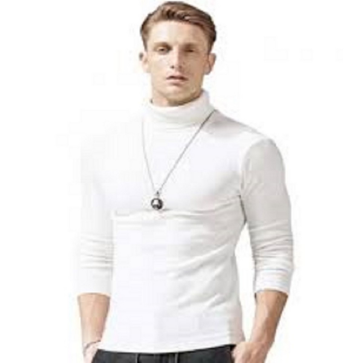 Premium High Neck Black Full Sleeve Pullover Stretchable Ribbed Cotton & Lycra T-Shirt Turtleneck Tops Sweatshirt Winter Warm Free Size Every Fitter Special offer InnerWear
