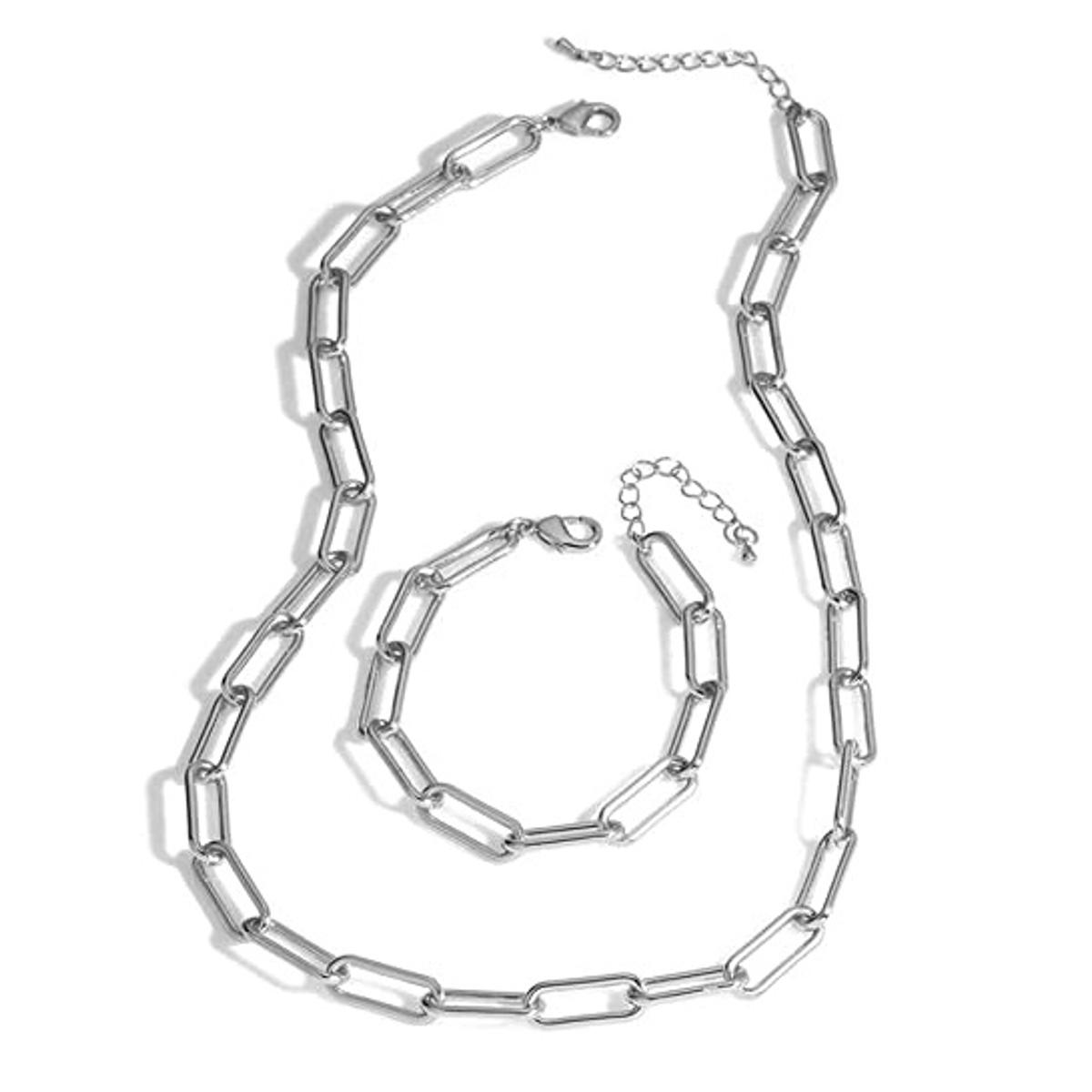 High Quality Sterling Silver Chunky Pendant Necklace For Women/Girls With Free Bracelet