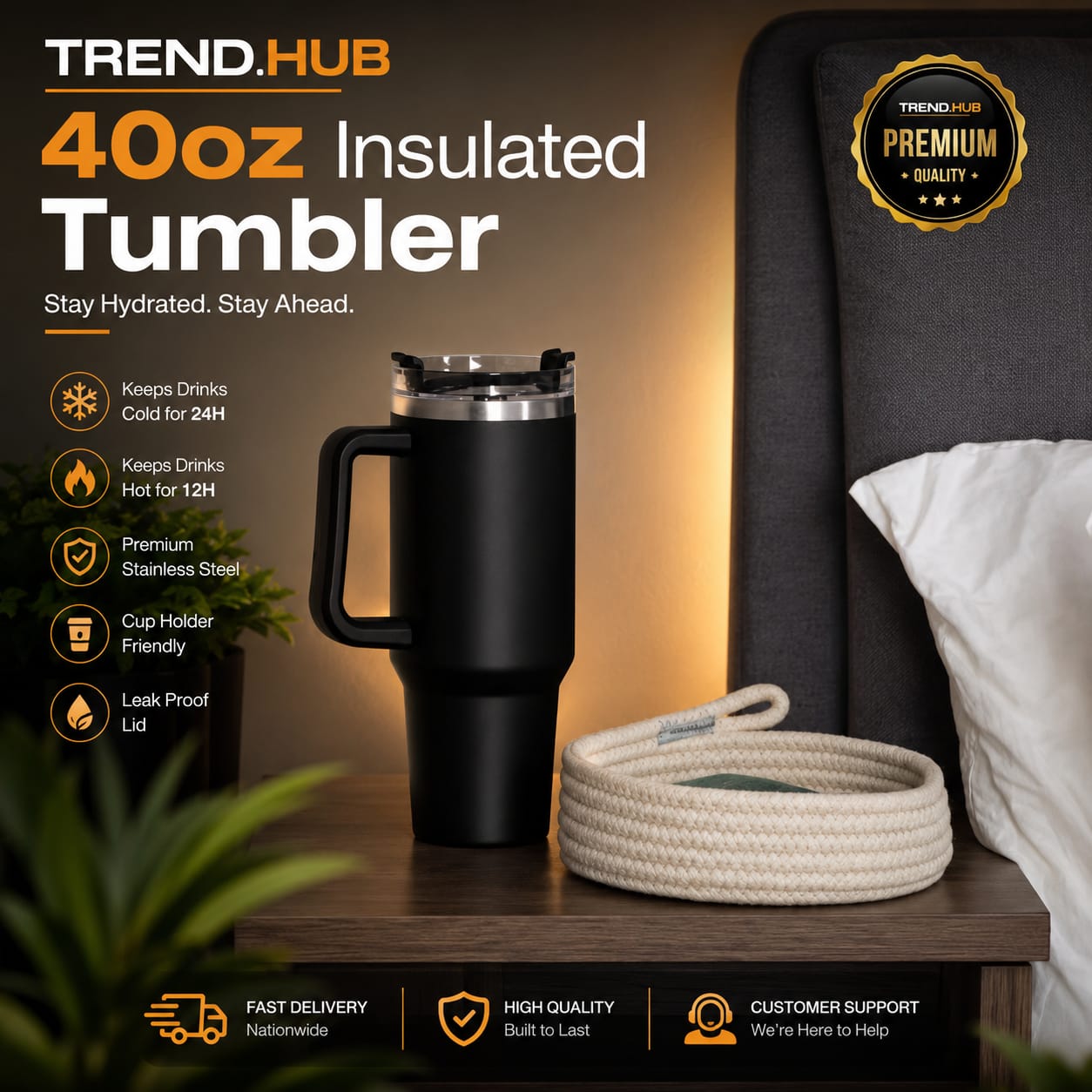 40 oz Insulated Tumbler Thermos For HOT and COLD_Stanley tumbler Stainless Steel Double-Walled Thermal Mug for Hot & Cold Beverages, Ideal for Travel,GYM,Office Work_Stanley Style Trendy Tumblers for School, Work, Fitness Plain Tumbler 1200ml
