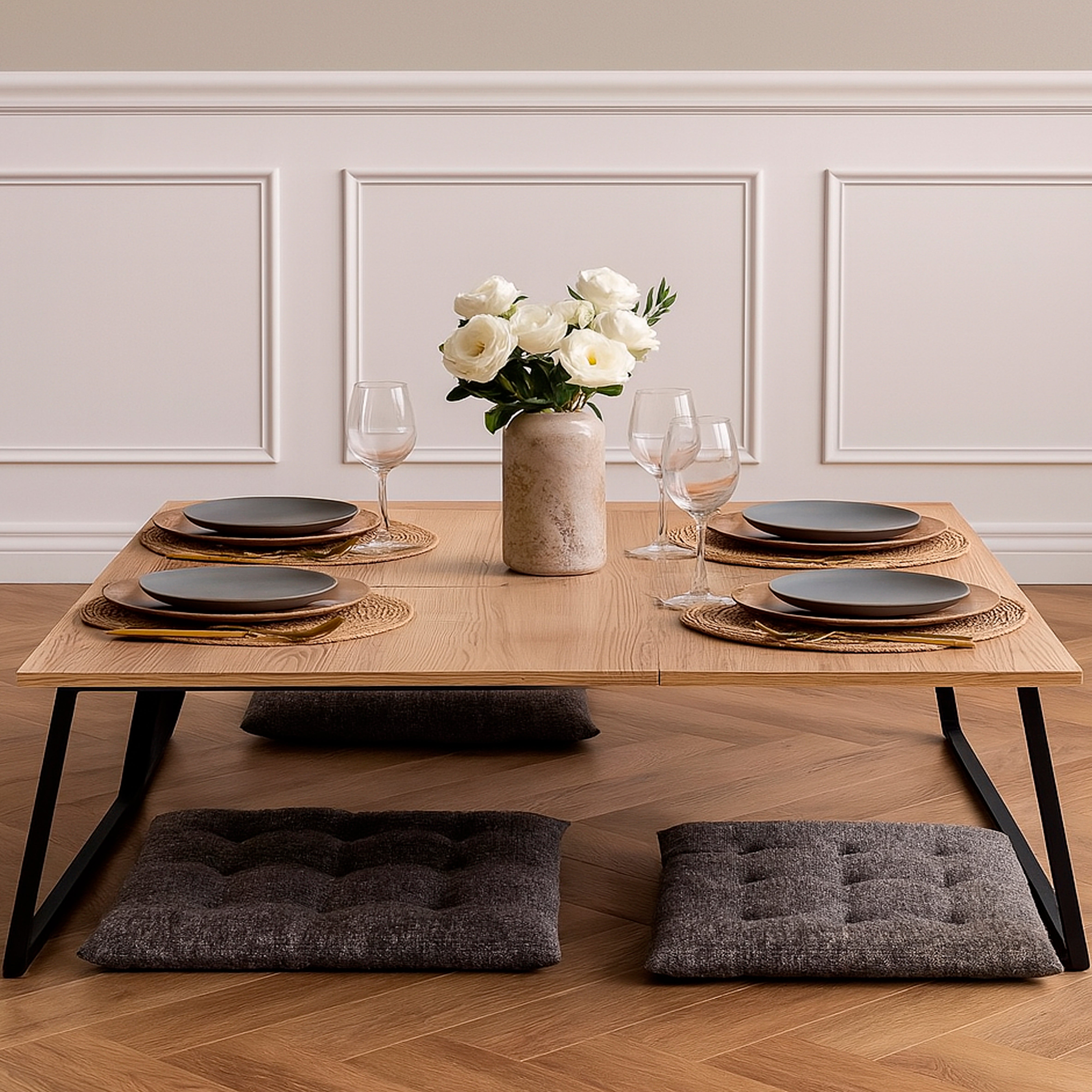 Muslim Floor Dining Table, Japanese Floor Dining Table, Floor Sitting Dining Table, Low Dining Table, Wooden Floor Dining Table, Islamic Dining Table, Majlis Dining Table, Modern Floor Table, Arabic Style Dining Table, Floor Seating Table, Minimalist Dini