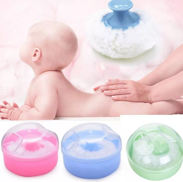 Baby Bodys Cosmetic Powder Puff Bodys Powder Puff and Container Case Infant Powder Puff Round Baby