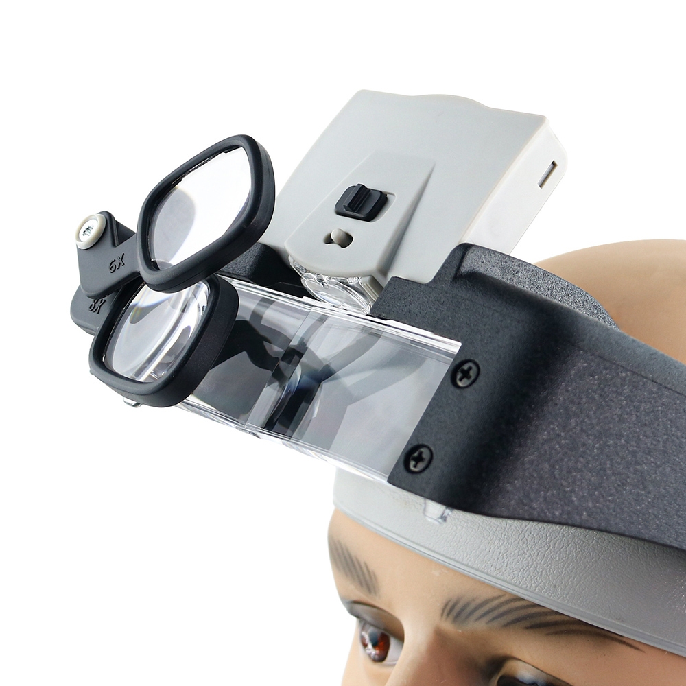 81007-AP LED Light Head-mounted Electronic Repair Magnifying Glass Tool LED Magnifier Glass