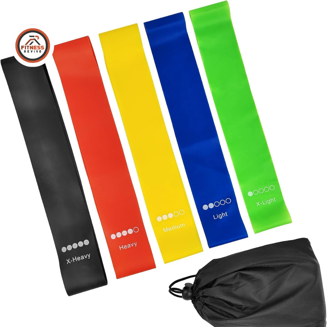 Resistance Loop Band Set of 5 – Elastic Workout Bands for Strength Training, Weight Loss, Yoga, Pilates & Home Fitness | Beginner to Advanced | Mini Exercise Bands (Set of 5)