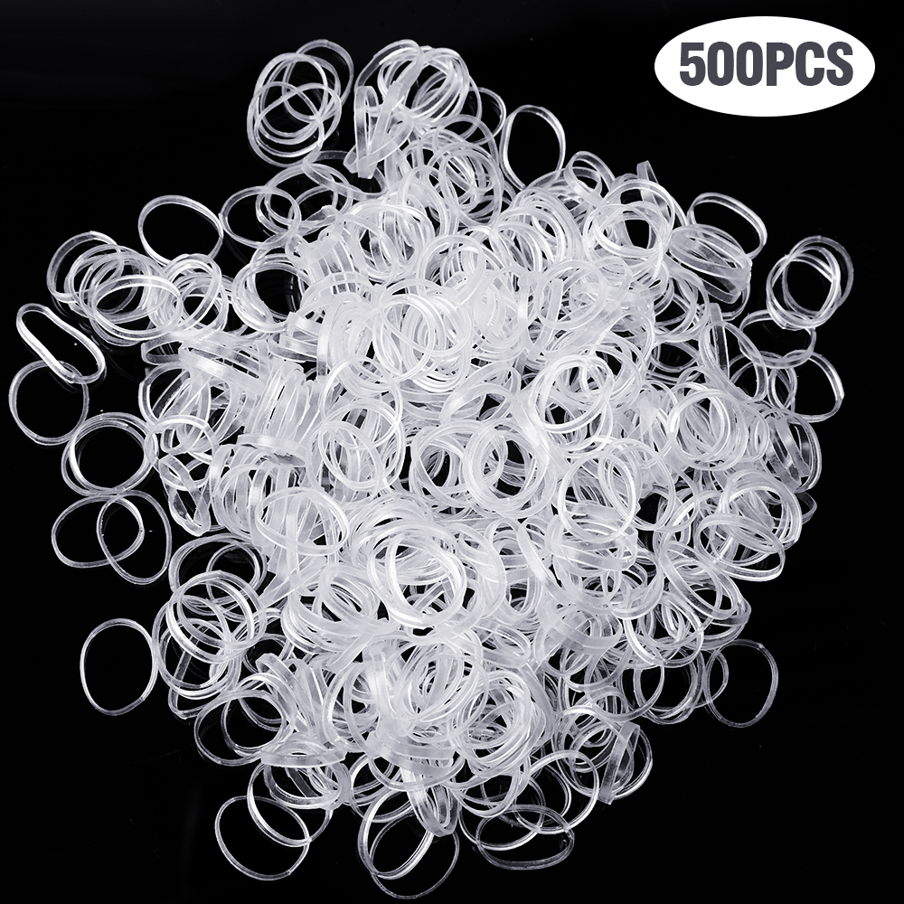 [Super21]200/500PCS Disposable Rubber Band Hair Bands Transparent Candy Colour Girl Thick Hair