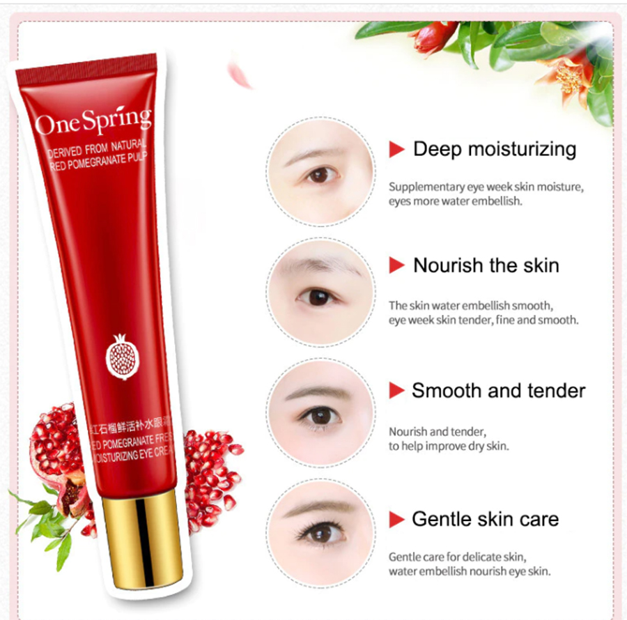 One Spring - OneSpring Red Pomegranate Moisturizing Eye Dark Circles Anti Puffiness Wrinkles Cream 20g YZC6834