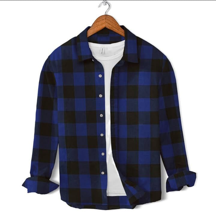Men;s long sleeves navy blue shirt with under white T Shirt