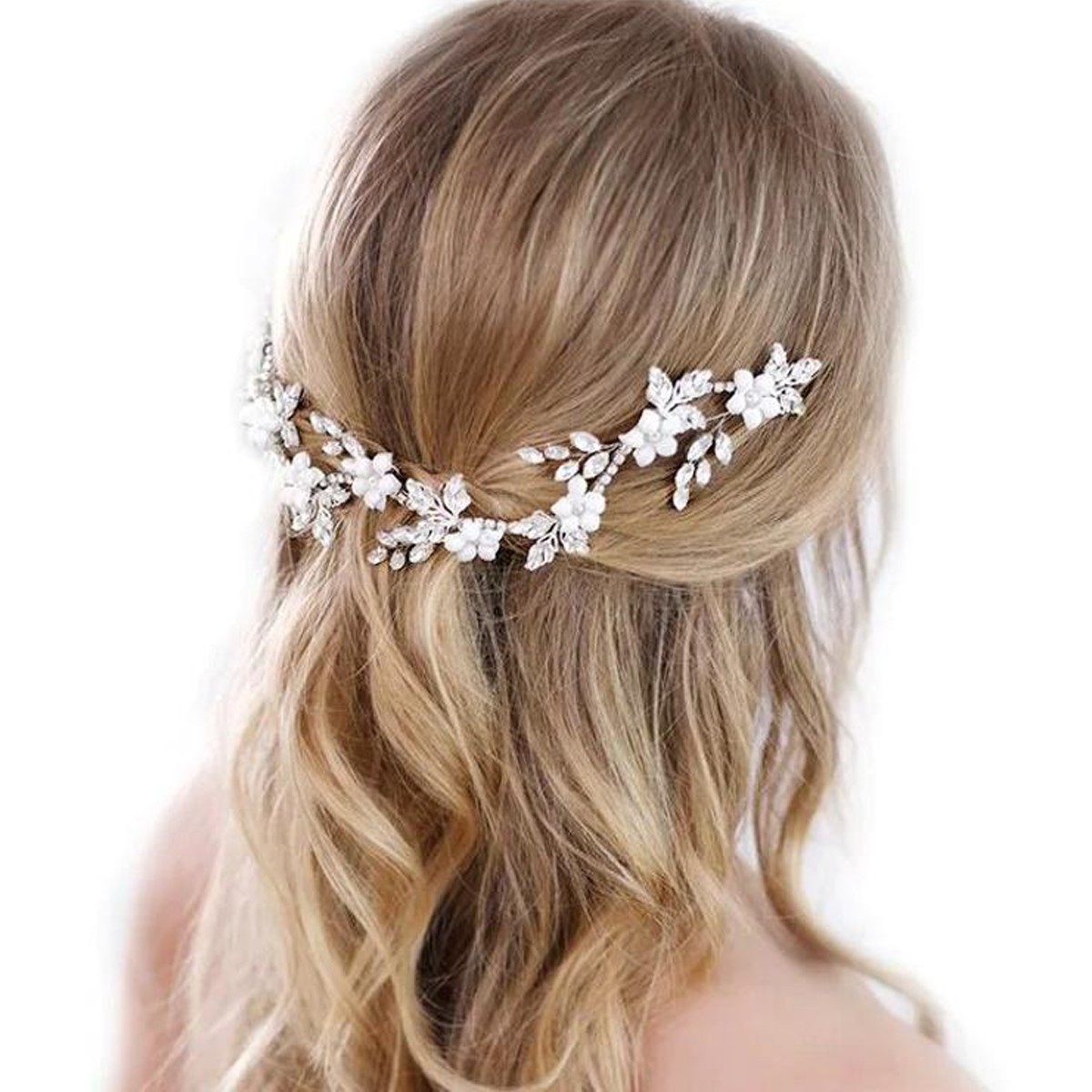 Wedding Tiara Hair Accessories Clips Romantic Crystal Pearl Flower Hair Comb Rhinestone Decorate Birde Hair Pins Jewelry S6339