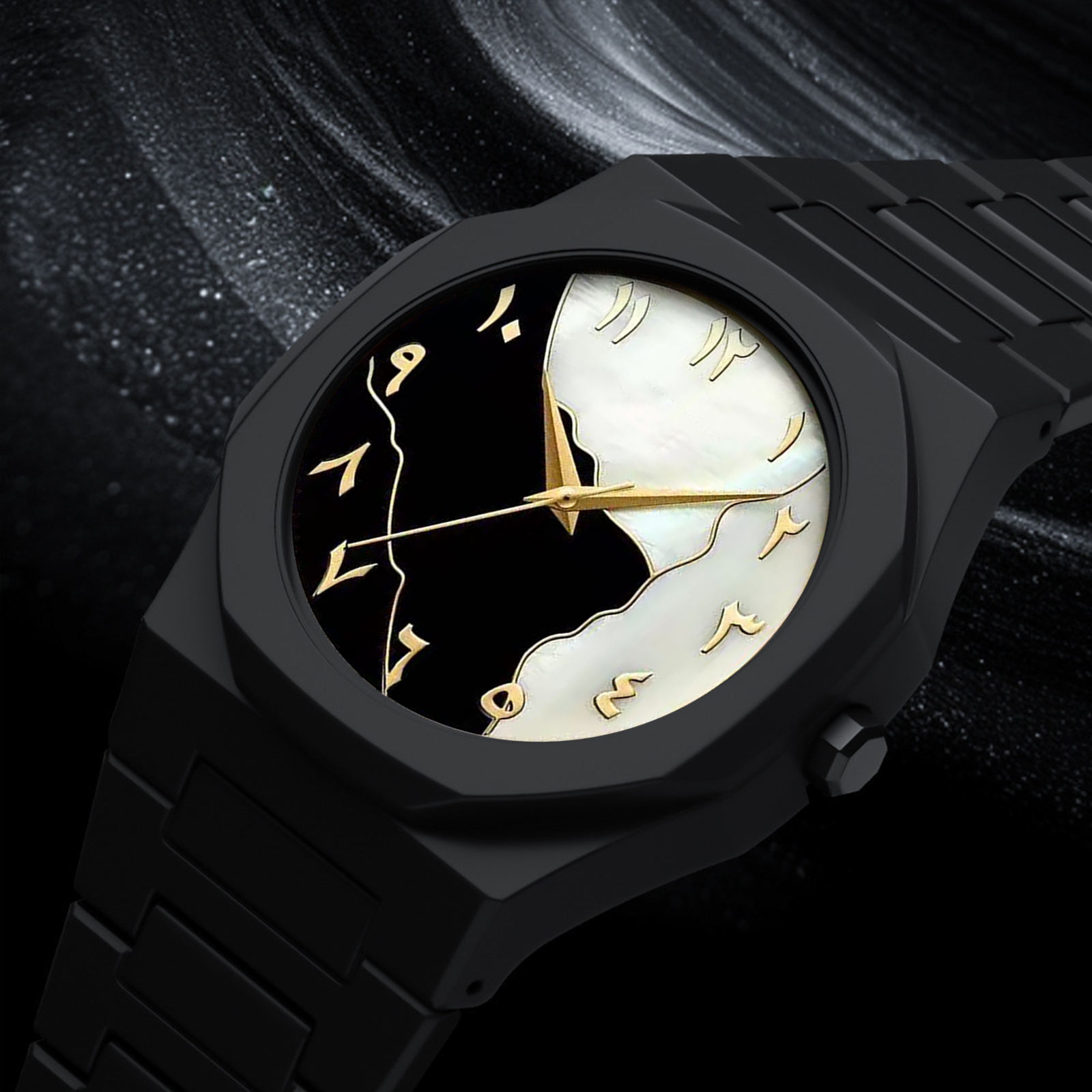 Black Arabic Aura Watch For Men – Elegant Arabic Numerals Design | Premium Quartz Movement Stylish Wrist Watch for Men | Luxury Black Fashion Watch Pakistan 2026