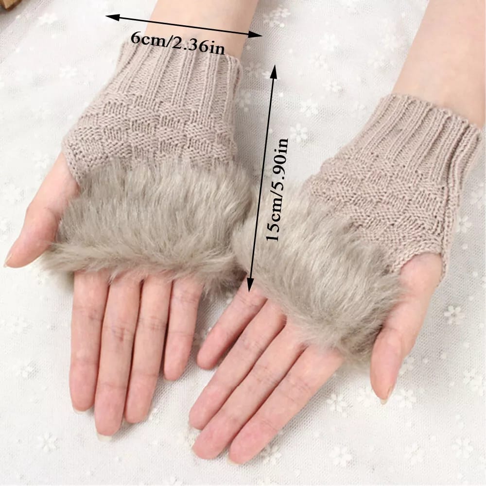 Winter Faux Rabbit Fur Gloves For Women.