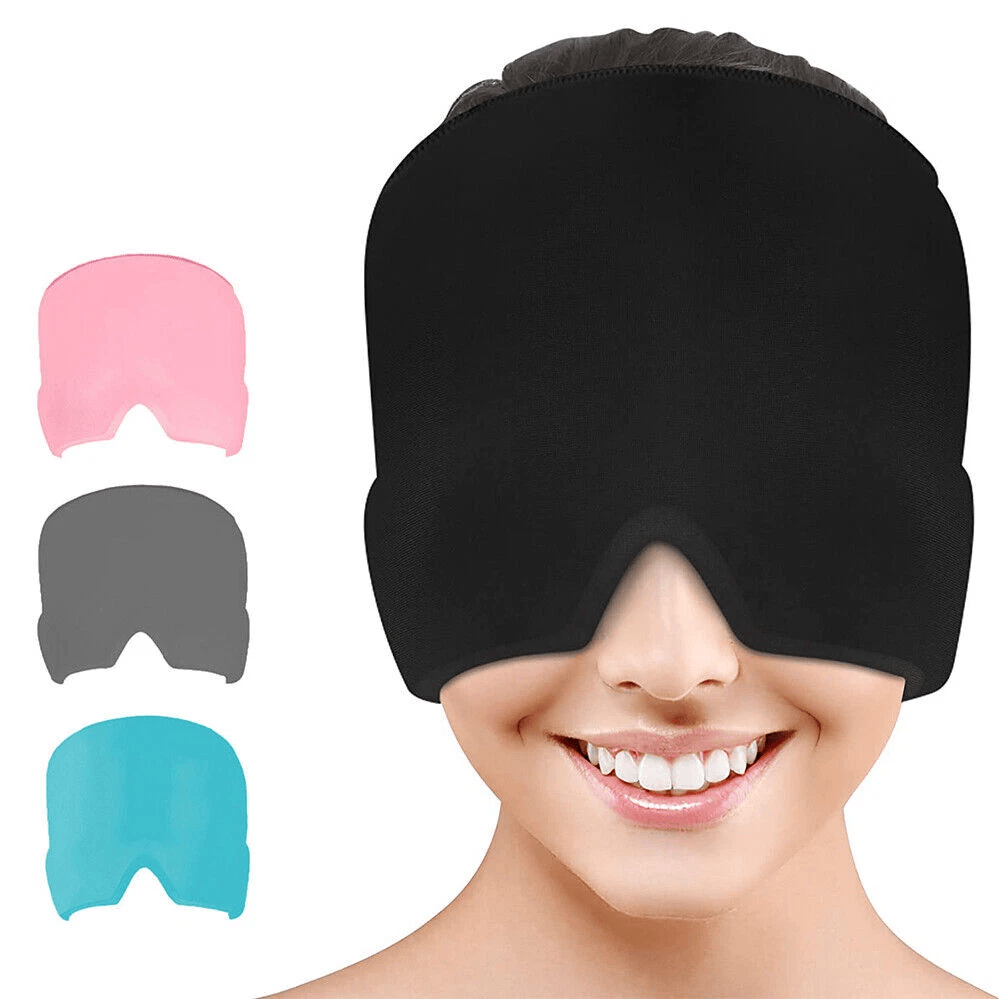 Migraine Relief Cap with Hot & Cold Therapy Gel Pack | Reusable Headache Relief Hat | Cooling Ice Pack Eye Mask for Migraine, Stress, Tension & Sinus Pain Relief