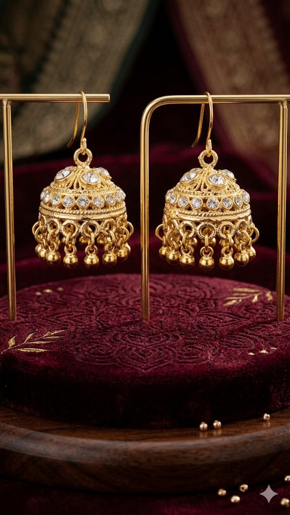 Silver Antique Style Golden Jhumki/Earrings For Girls & Woman