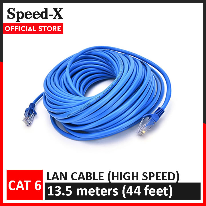 SpeedX LAN Cable 13.5 meters (44 feet) Cat 6 Ethernet Cable Fixed Connectors Internet Wire