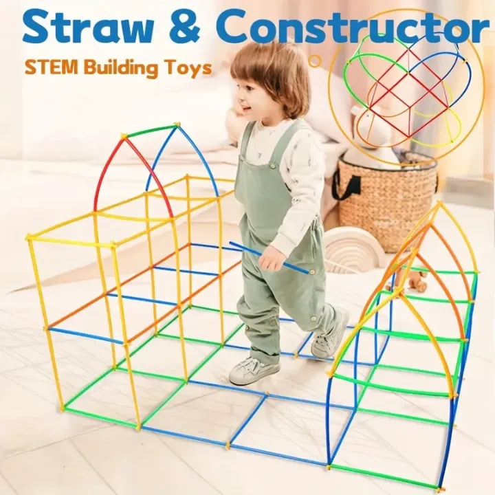 Straw Stick Building Block Educational Toy For Kids 160 Pcs