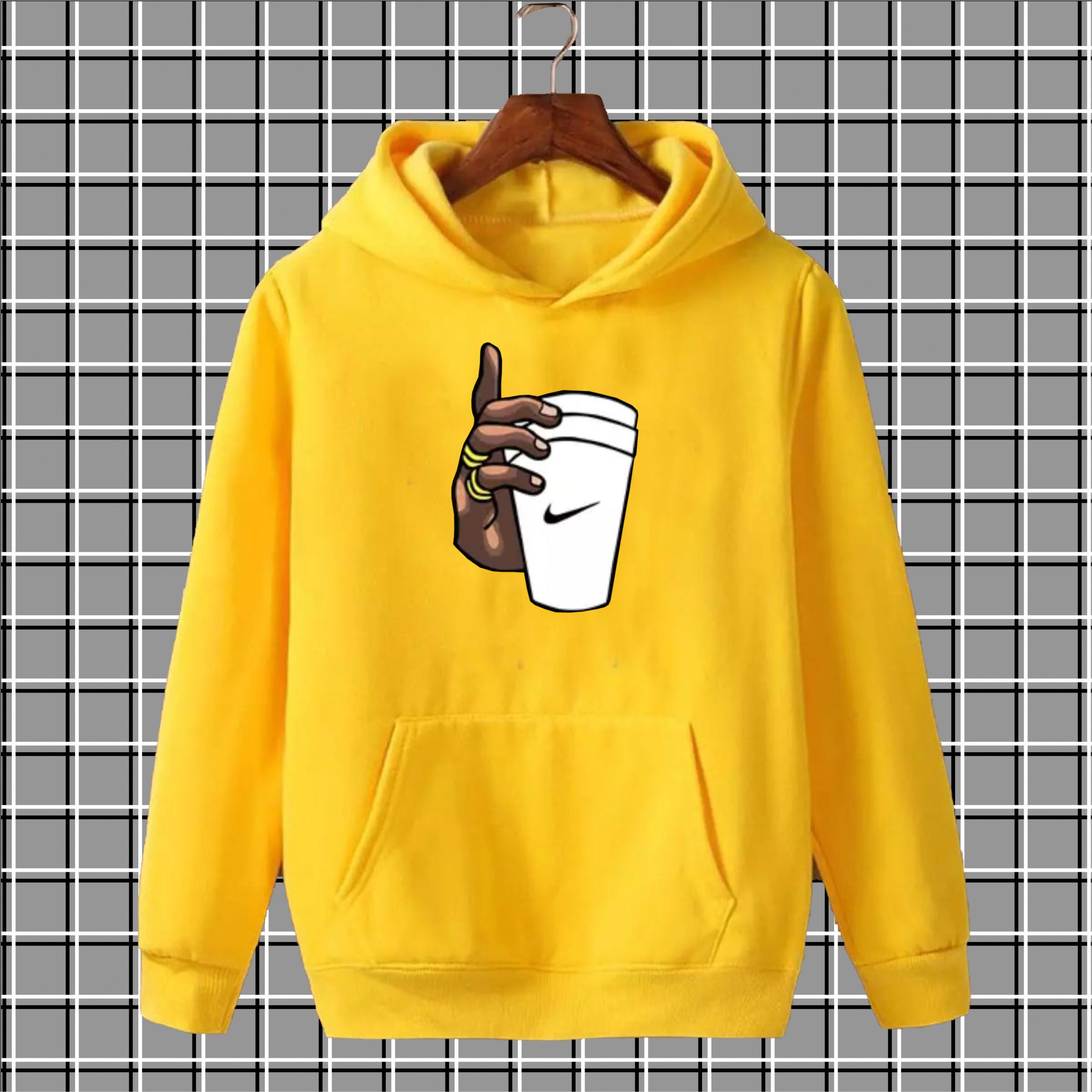 Black printed premium quality kangroo hoodie for men and boys