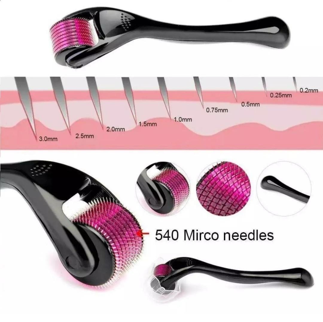 Derma Roller 0.5mm 540 Micro Needles for Hair Growth & Facial Skin Therapy | Anti-Aging, Acne Scars Removal, Wrinkle Repair Skin Care Tool for Men & Women