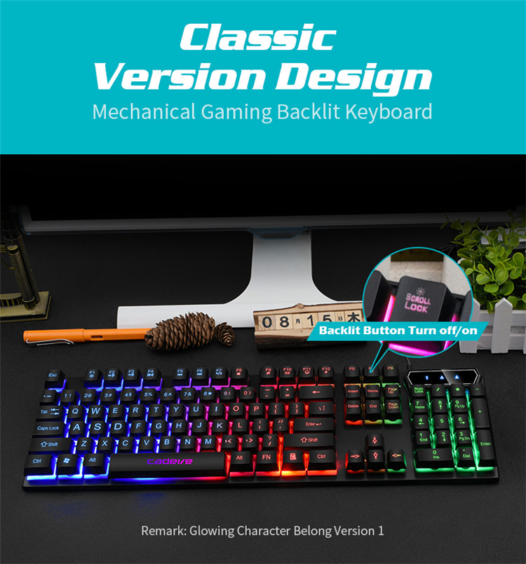 CADEVE VR6 Wired Keyboard Floating Keycap Manipulator Three-color Colorful Luminous Computer Usb Gaming Keyboard