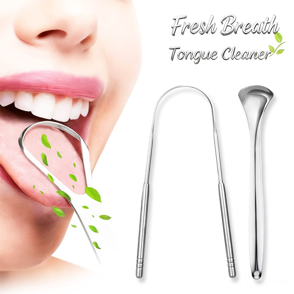 Stainless Steel Tongue Scraper Tongue Cleaner for Adults & Kids | Bad Breath Remover | Oral Hygiene Cleaner | Fresh Breath Cleaner | Reusable Metal Tongue Scraper | Anti-Slip Handle