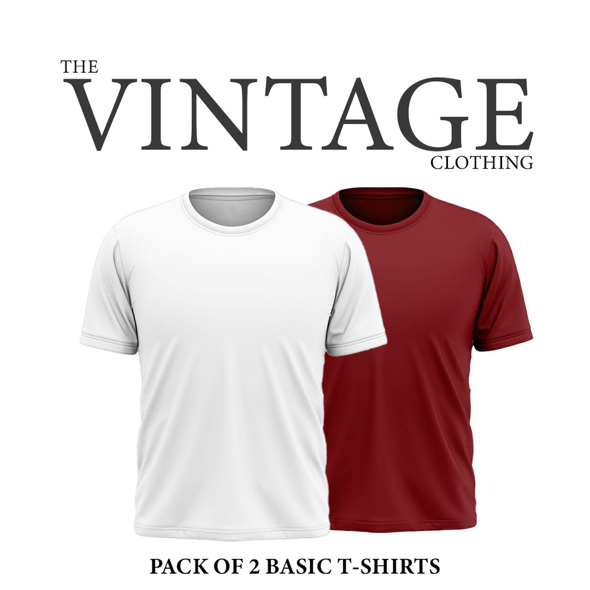 The Vintage Clothing Pack of 2 plain basic half sleeves Tshirt For Men