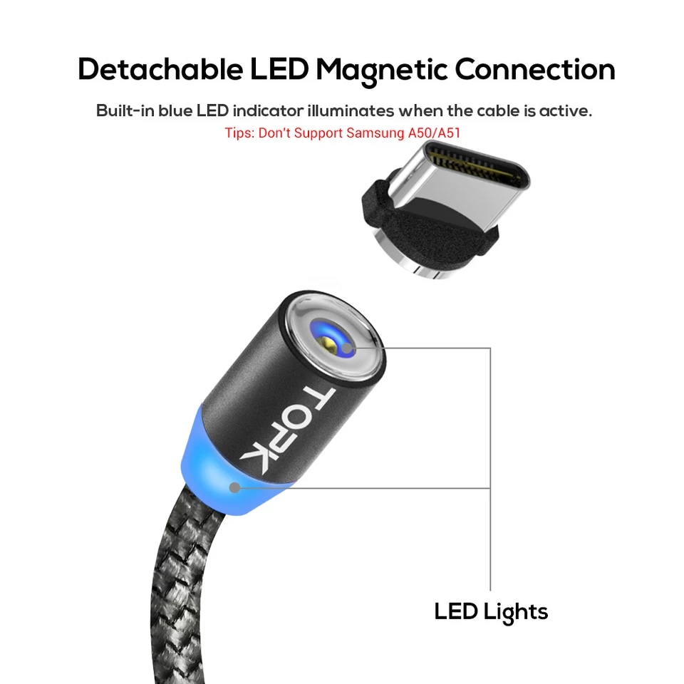 Magnetic charging Cable USB Fast Charging MTR TOPK